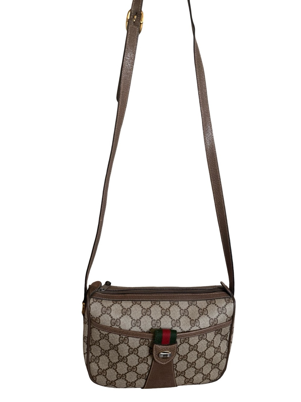 Gucci BrownTan GG Crossbody with Green & Red Web Sherryline Bag - Picture 17 of 17